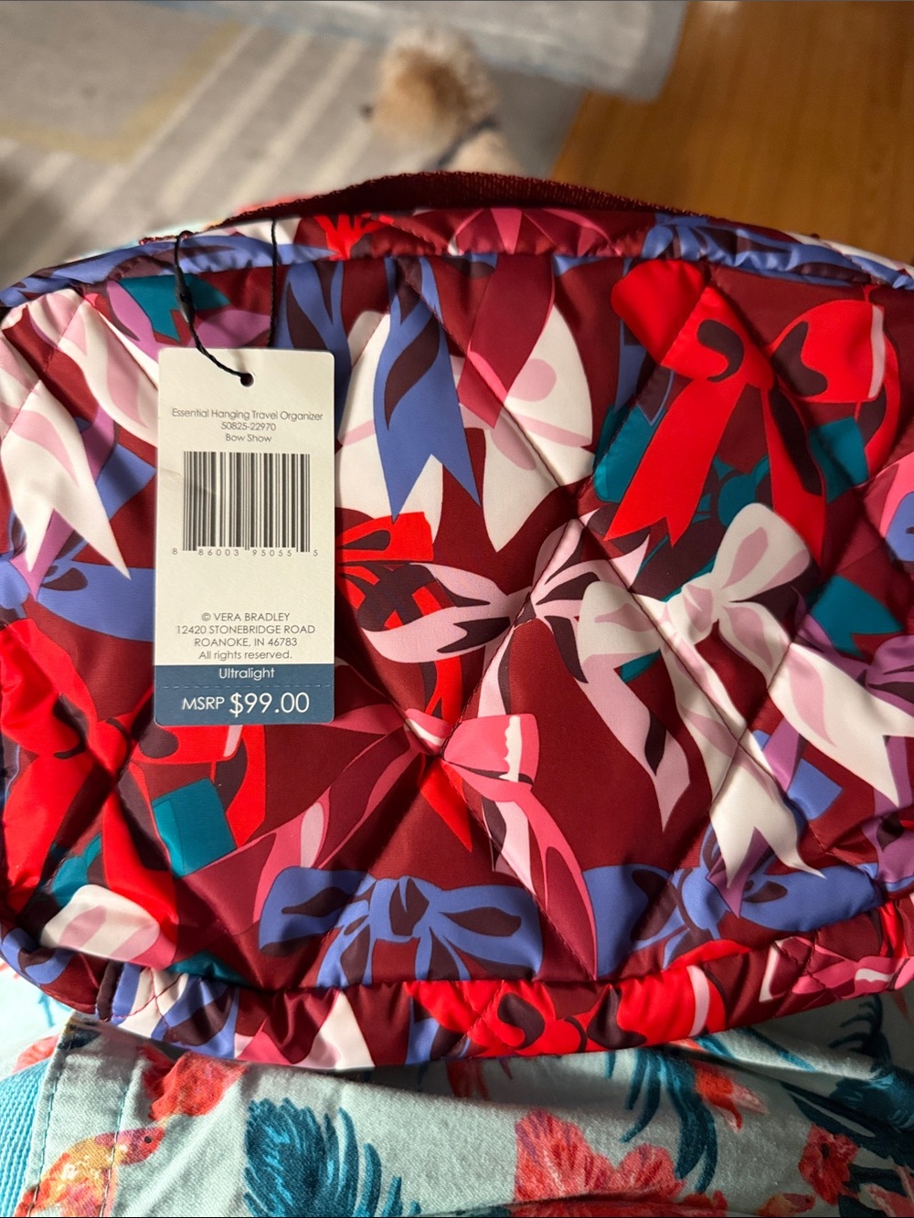Vera Bradley Quilted Travel Organizer — Red, Pink, Blue Floral Bow Print